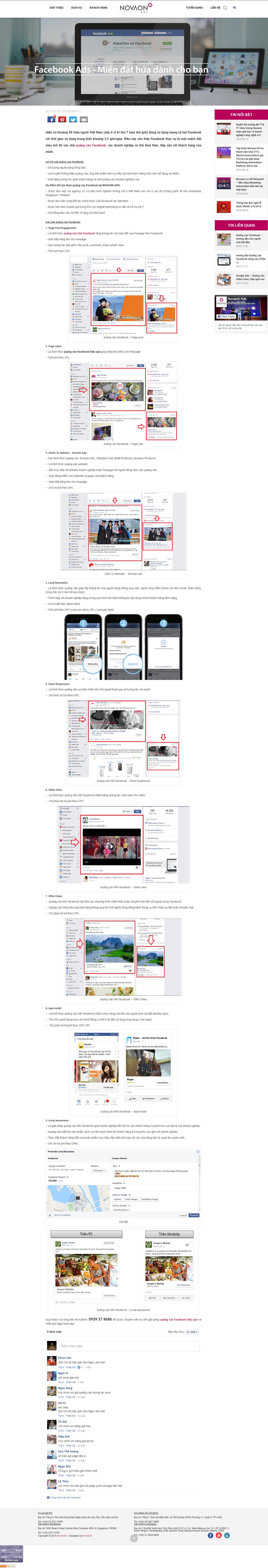 Thiết kế Web quảng cáo facebook novaonads.com