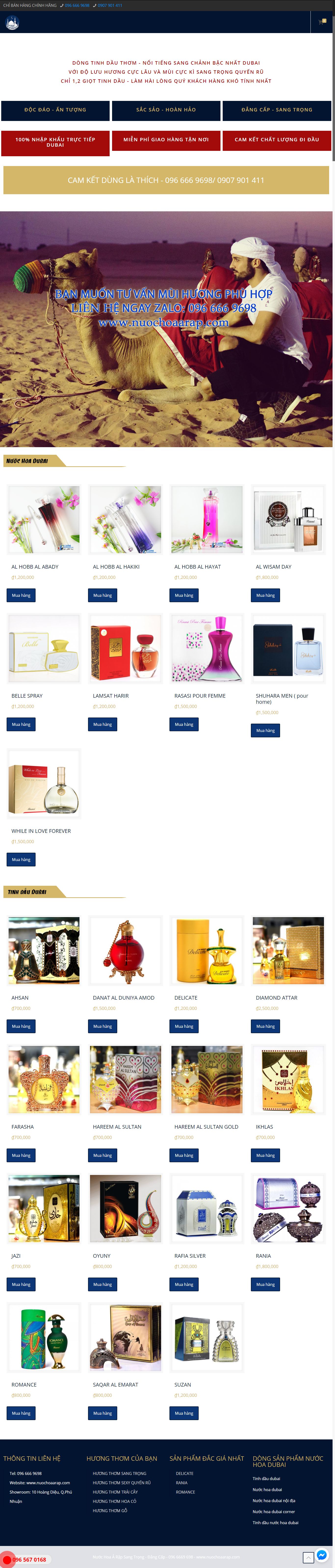 Thiết kế Web mỹ phẩm nước hoa nuochoaarap.com