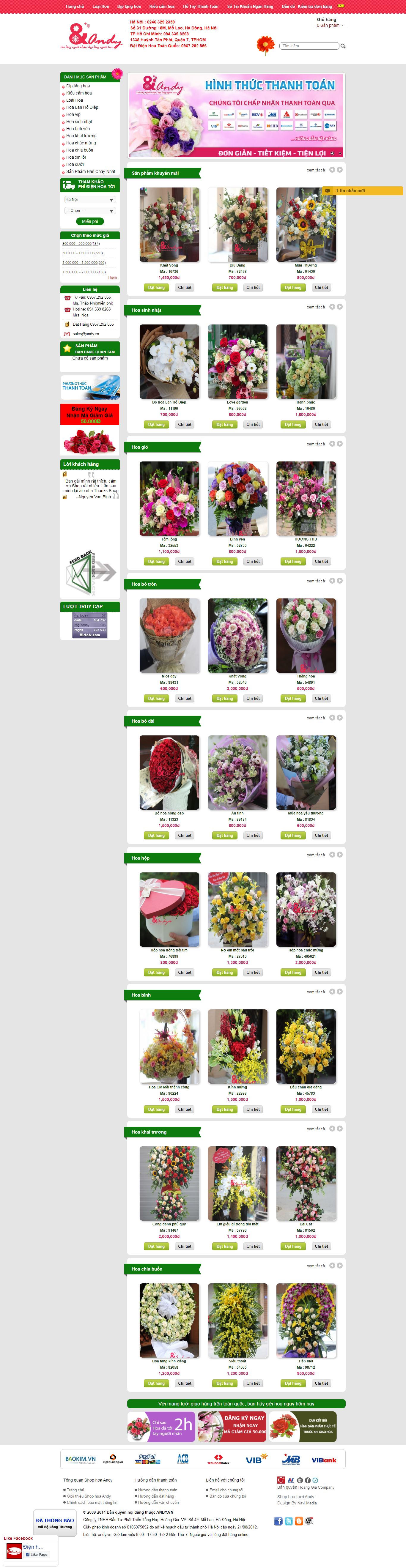 Thiết kế Web bán hoa điện hoa andy.vn