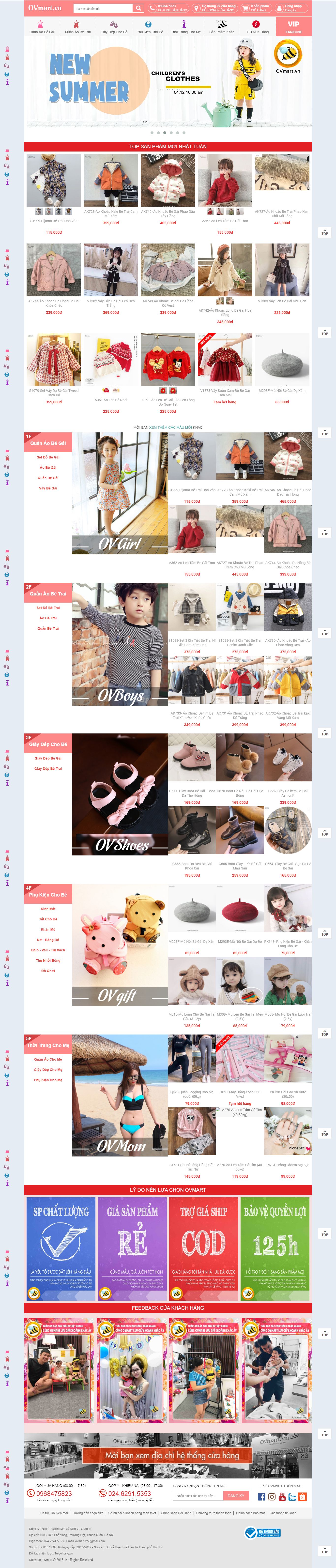 Thiết kế Web quần áo trẻ em ovmart.vn