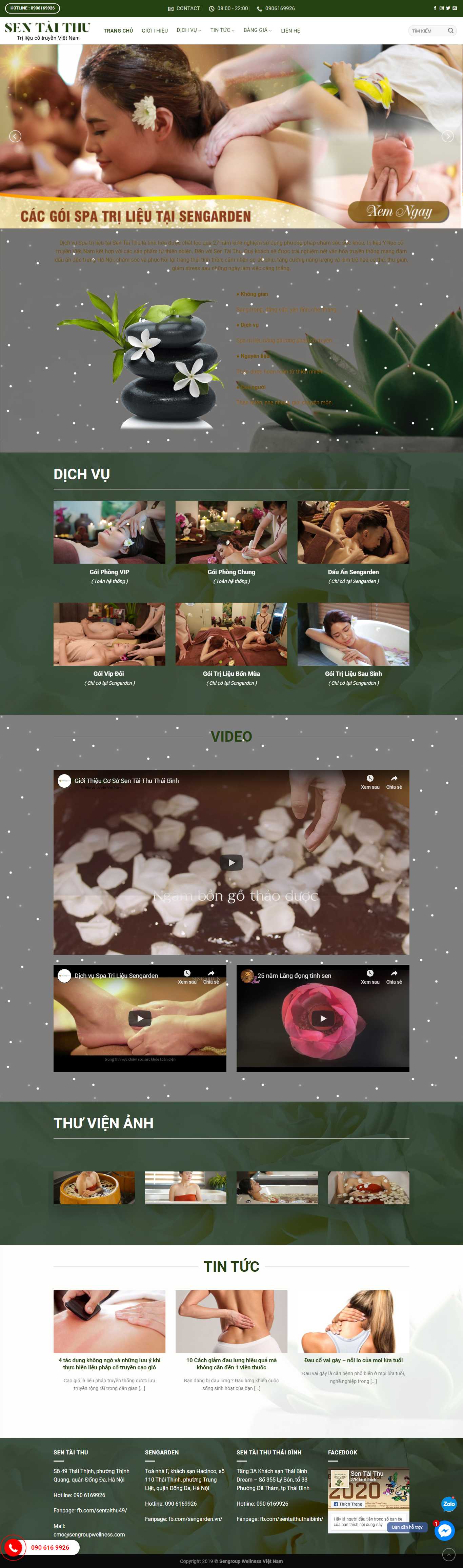 Thiết kế Web spa sentaithu.com.vn