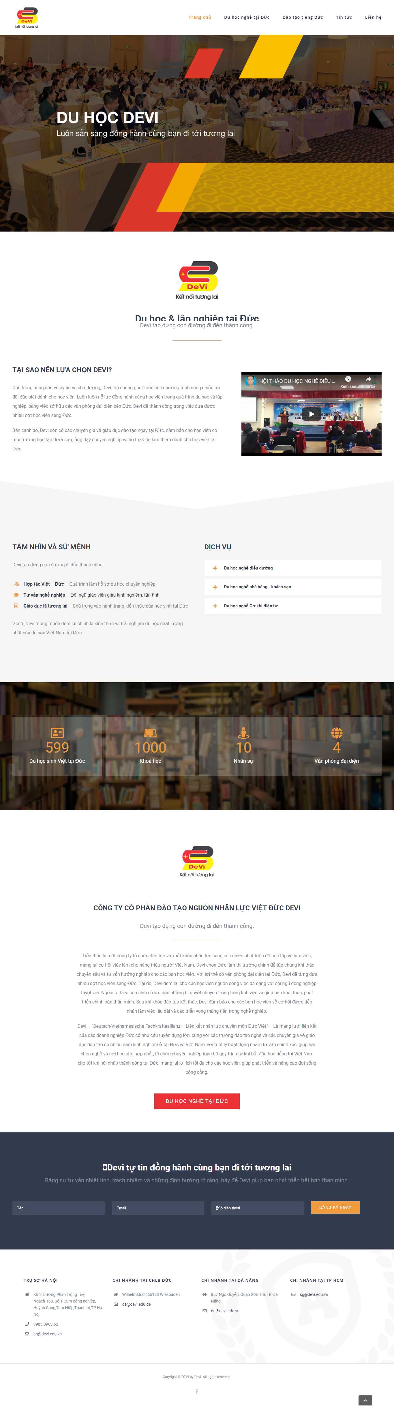 Thiết kế Web tư vấn du học devi.edu.vn