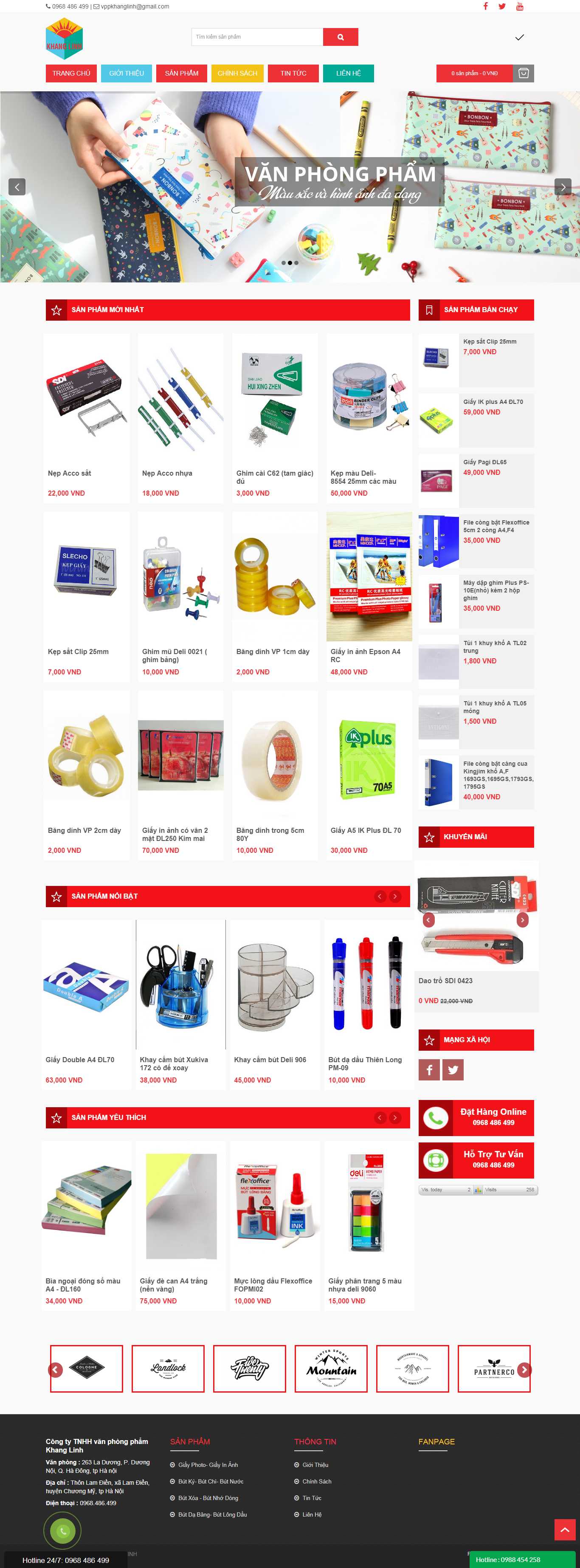 Thiết kế Web văn phòng phẩm vppkhanglinh.com