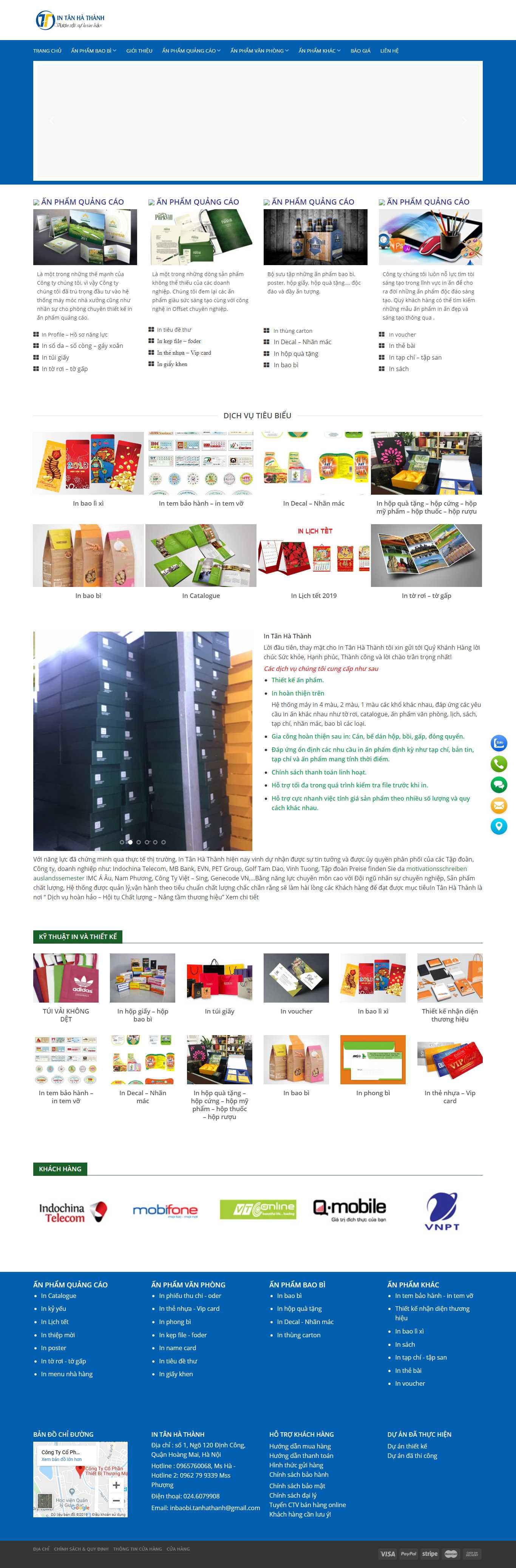 Thiết kế Web sản xuất bao bì intanhathanh.com