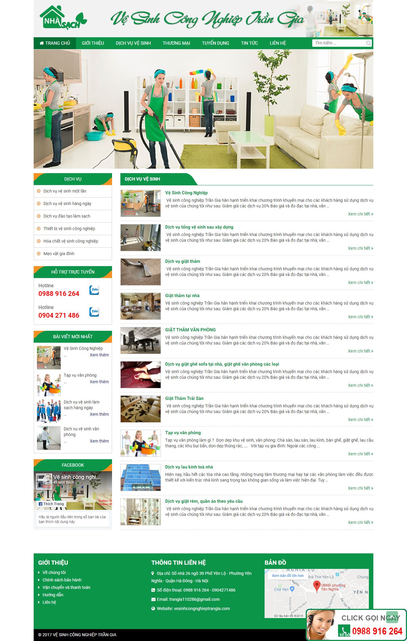 Thiết kế Web dịch vụ vệ sinh công nghiệp vesinhcongnghieptrangia.com