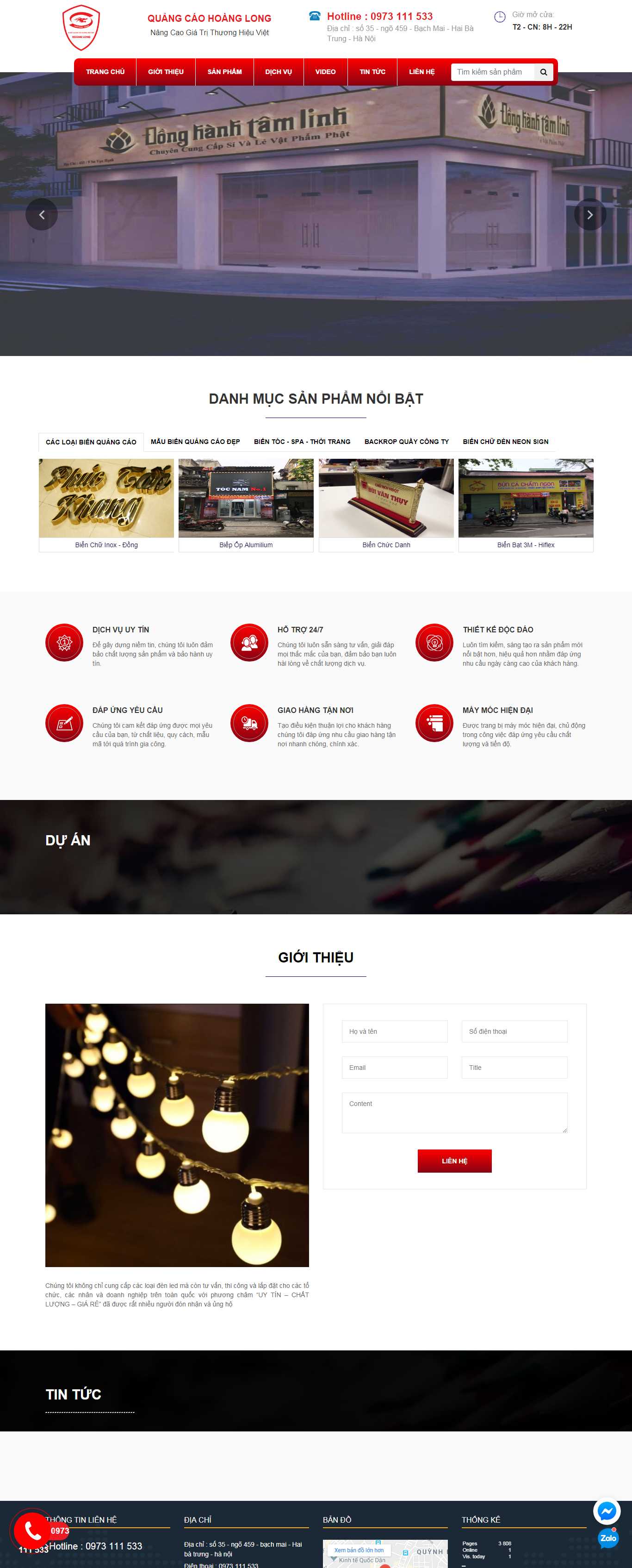 Thiết kế Web quảng cáo quangcaohoanglong.vn