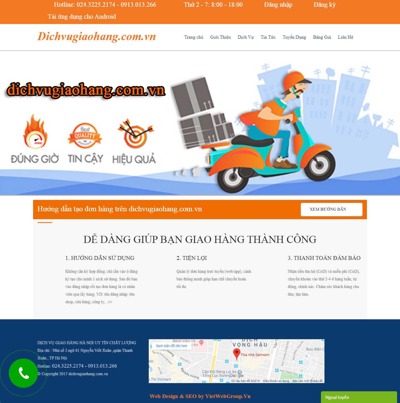 Thiết kế Web giao hàng dichvugiaohang.com.vn