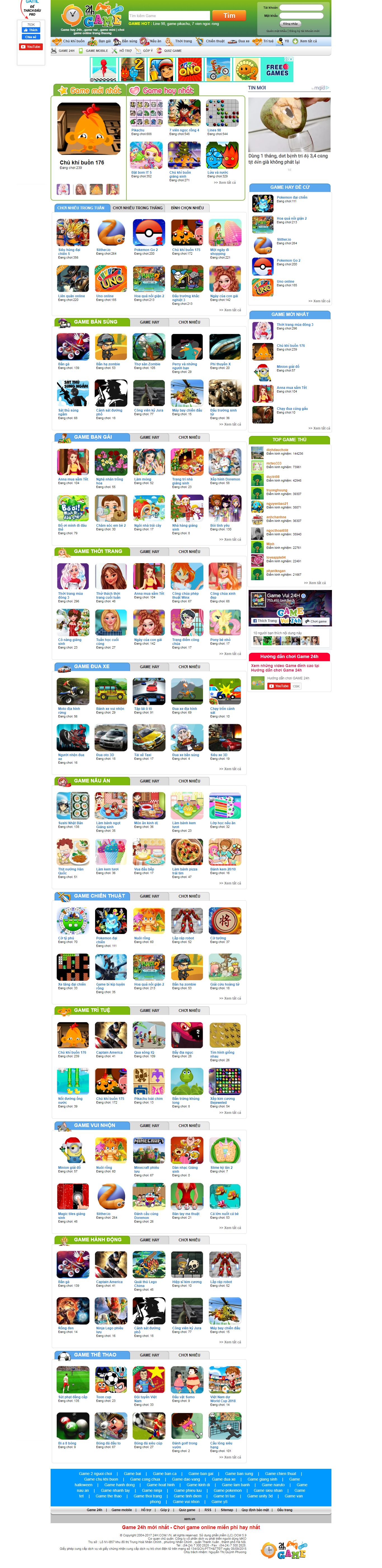 Thiết kế Web game game24h.vn