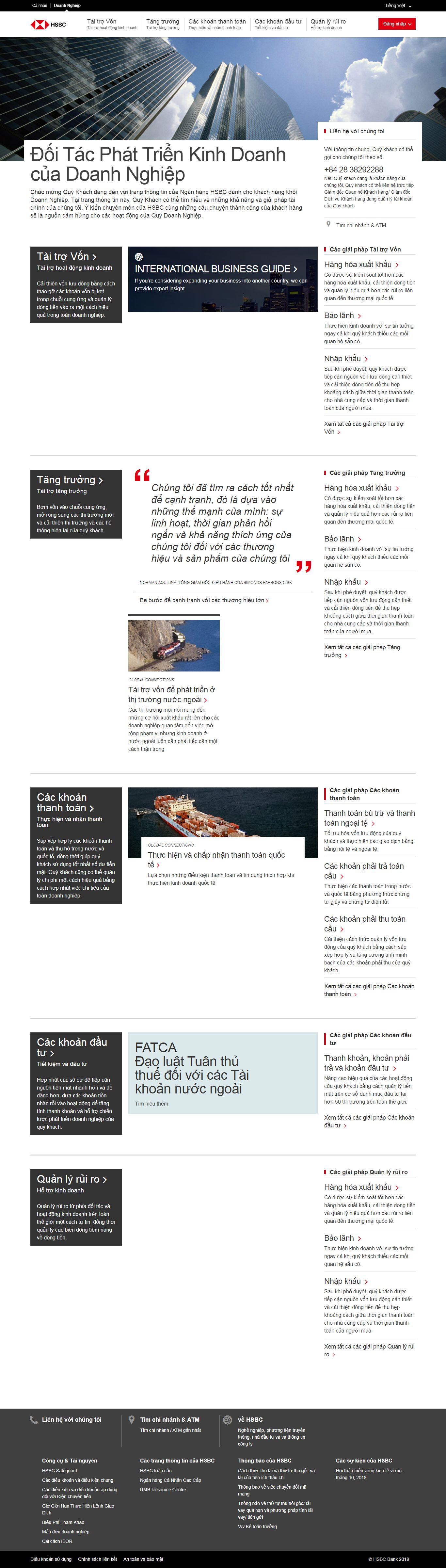 Thiết kế Web xuất nhập khẩu business.hsbc.com.vn