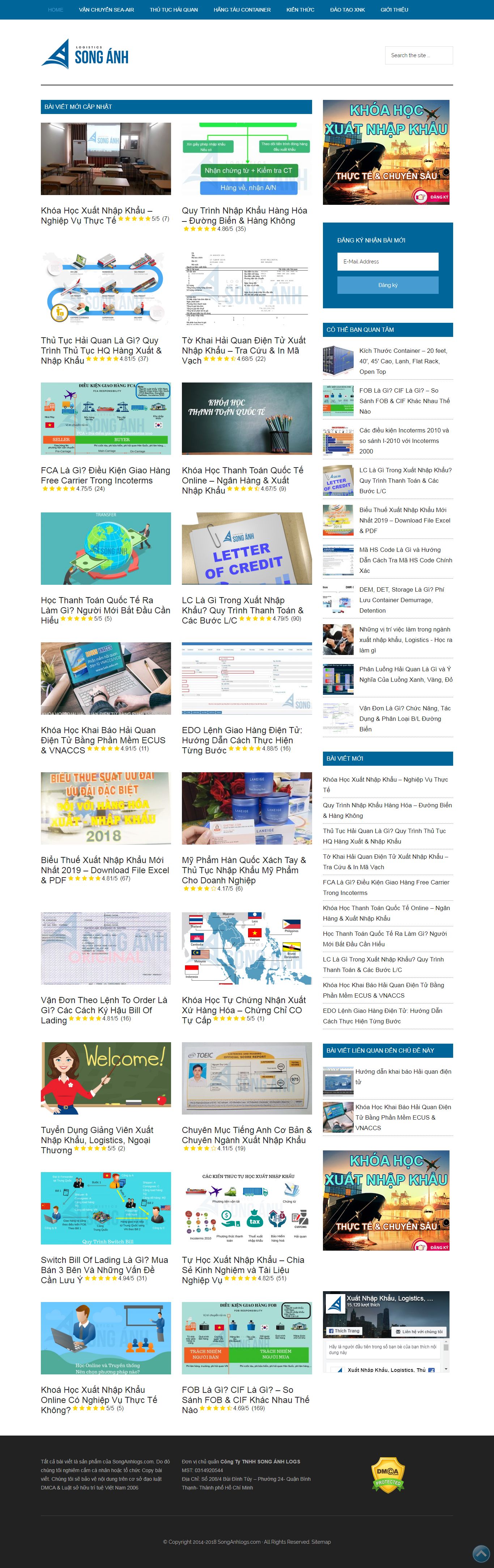 Thiết kế Web xuất nhập khẩu songanhlogs.com