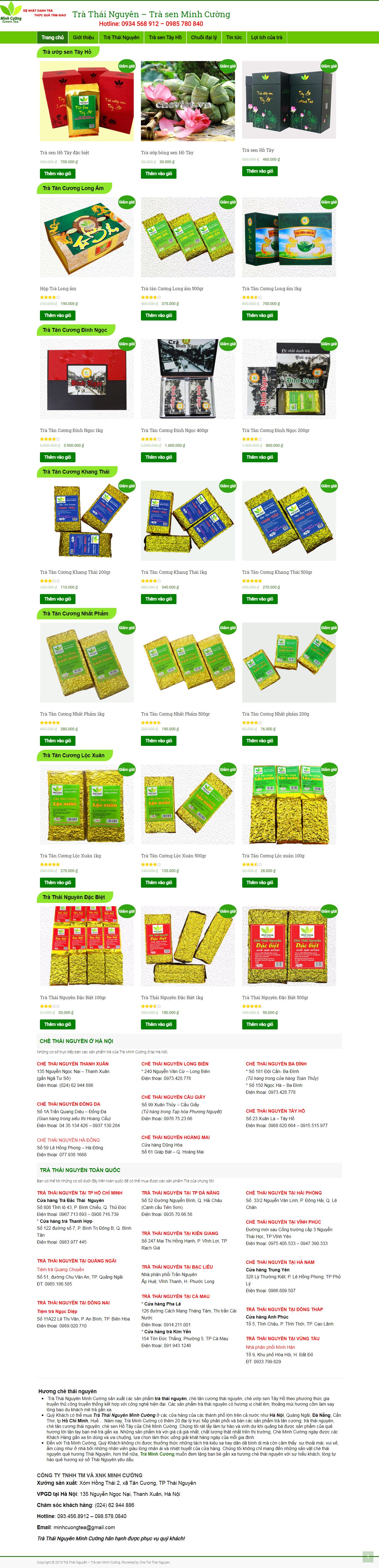 Thiết kế Web bán chè chetrathainguyen.com