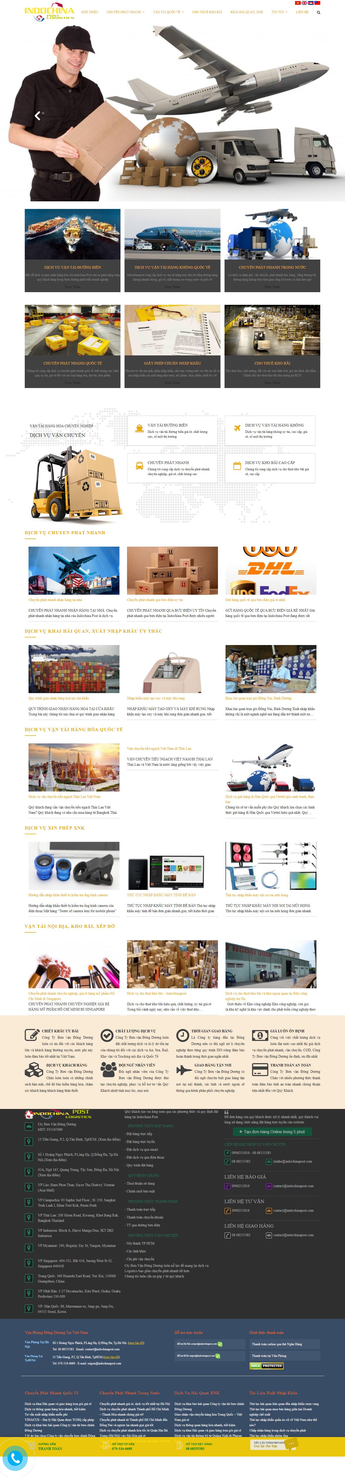 Thiết kế Web chuyển phát nhanh indochinapost.com