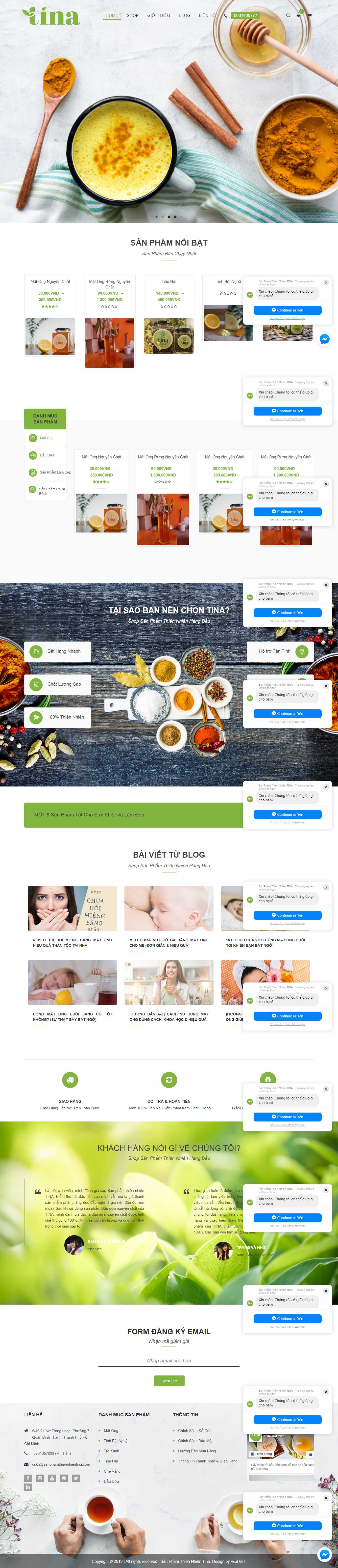 Thiết kế Web mật ong thiên nhiên sanphamthiennhientina.com