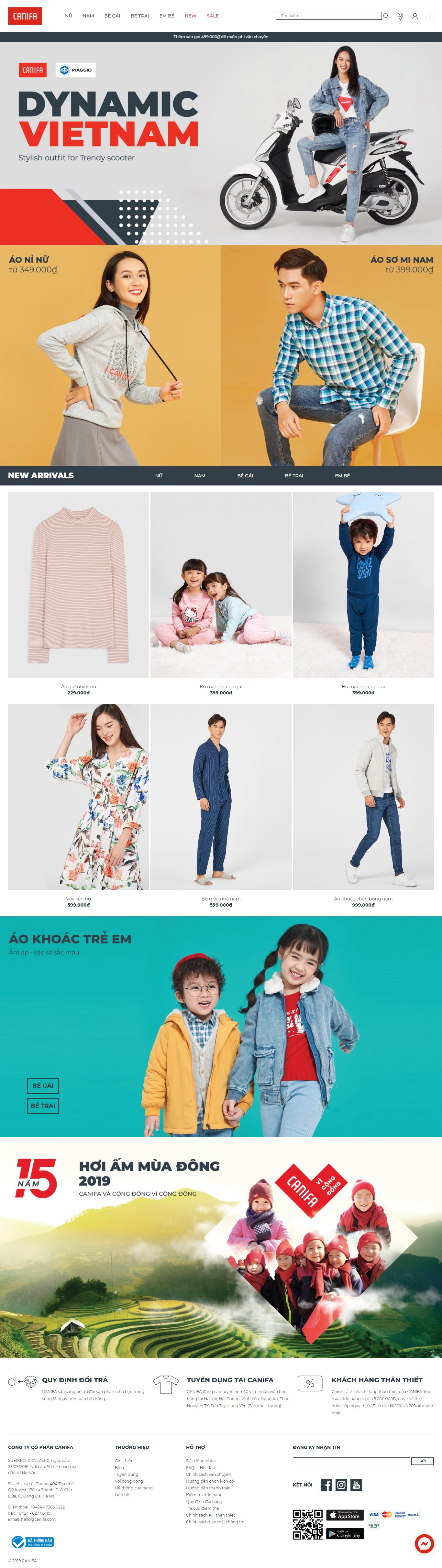 Thiết kế Web bán hàng online canifa.com