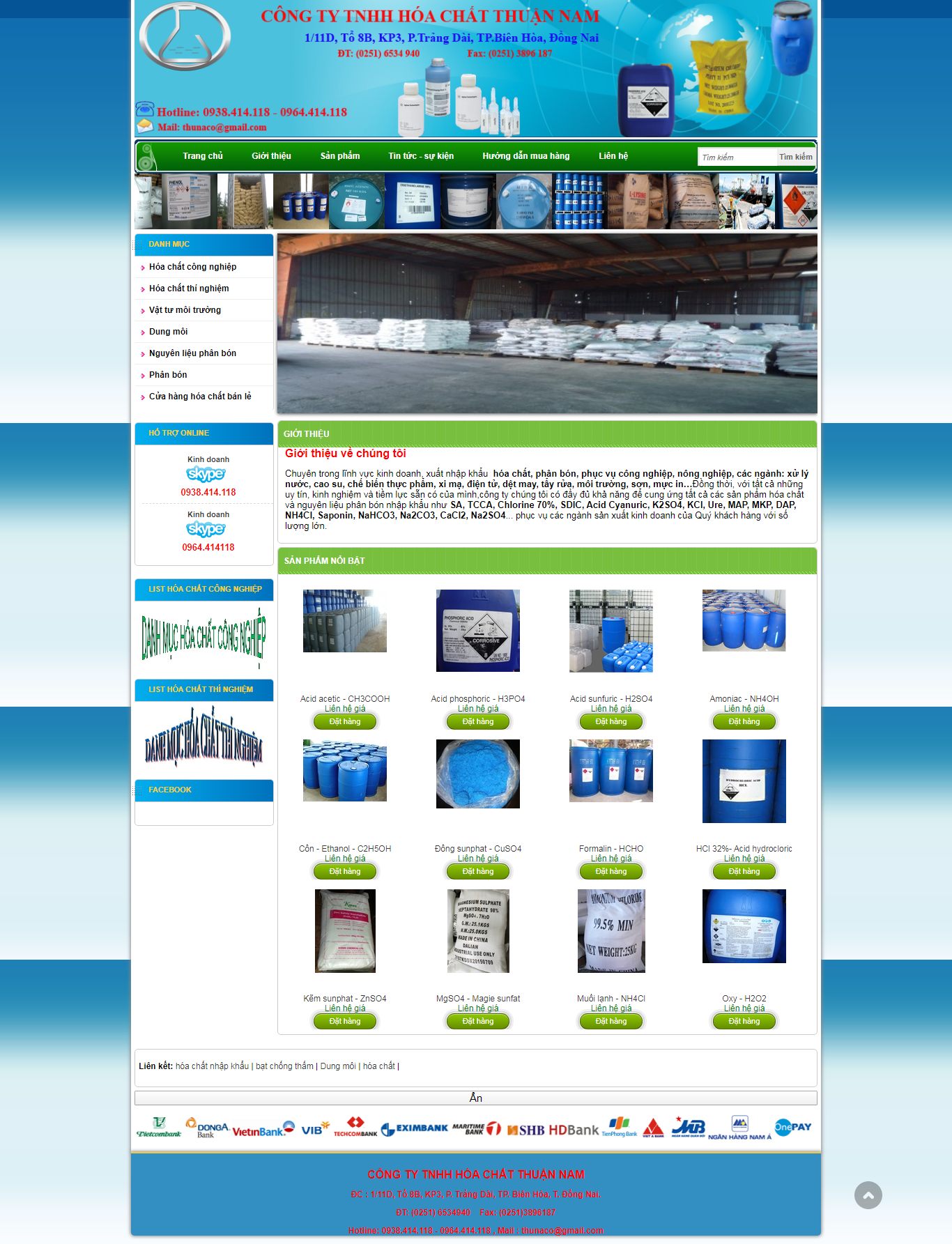Thiết kế Web hóa chất công nghiệp hoachatjsc.com
