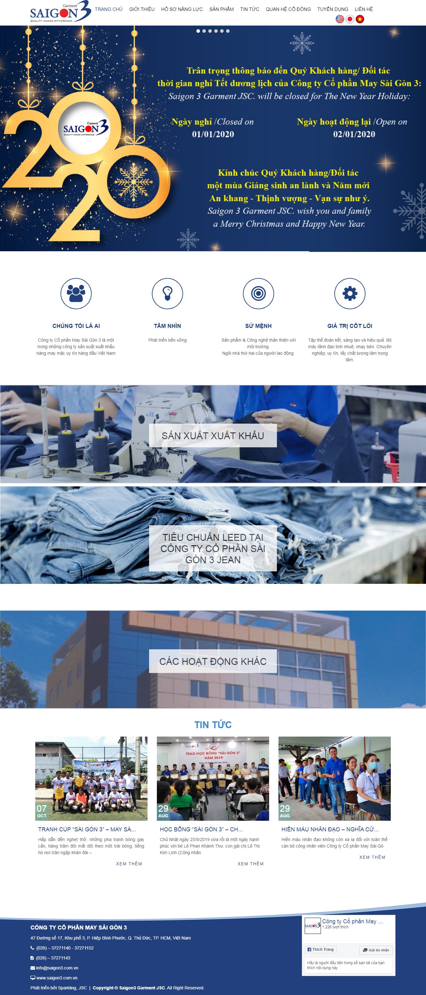 Thiết kế Web may mặc saigon3.com.vn