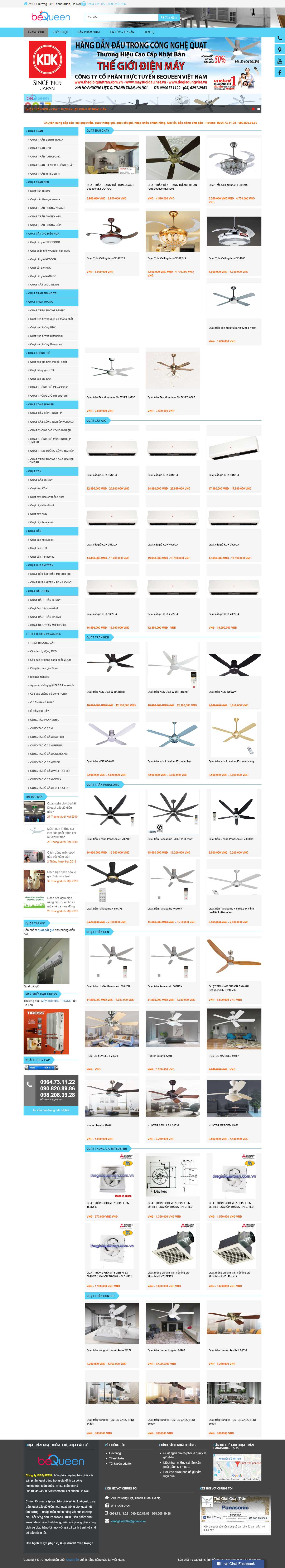 Thiết kế Web bán quạt thegioiquattran.com.vn