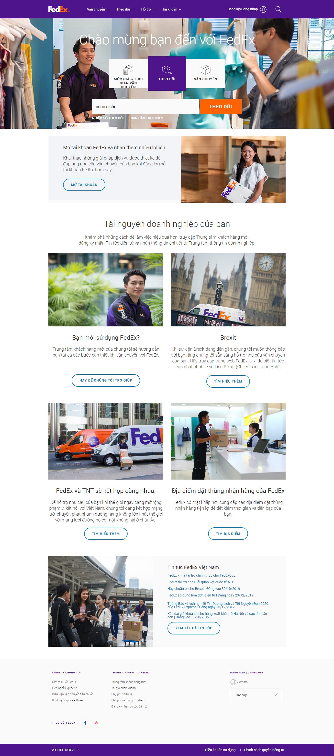 Thiết kế Web vận chuyển fedex.com