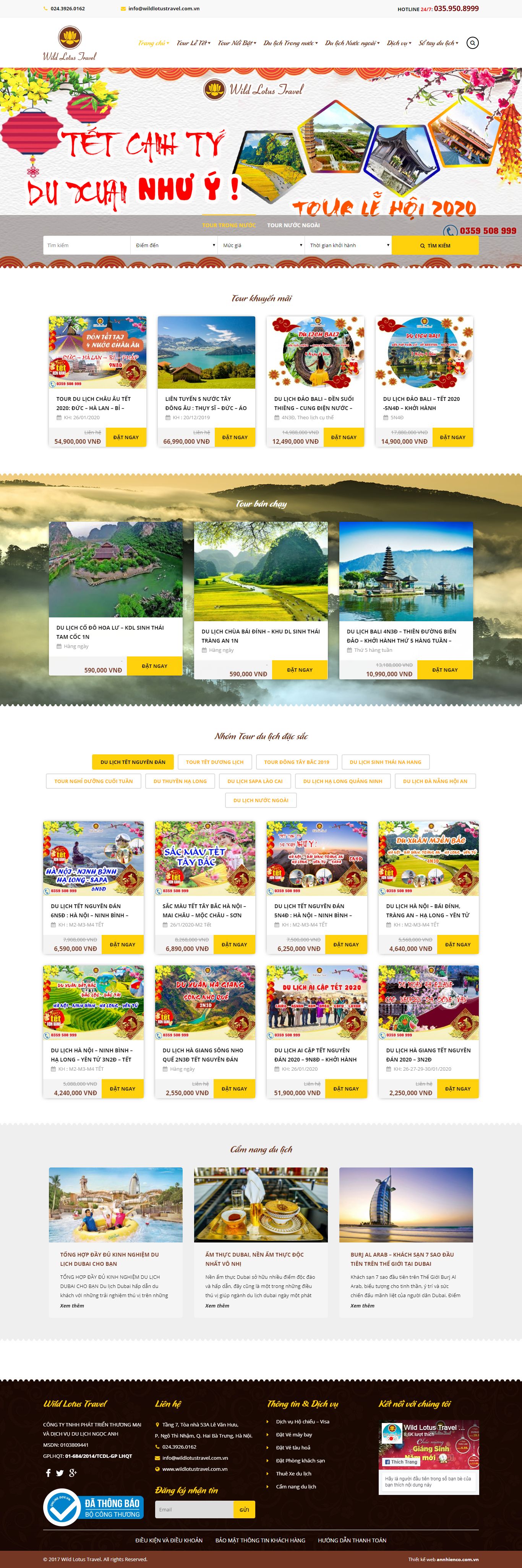 Thiết kế Web du lịch wildlotustravel.com.vn