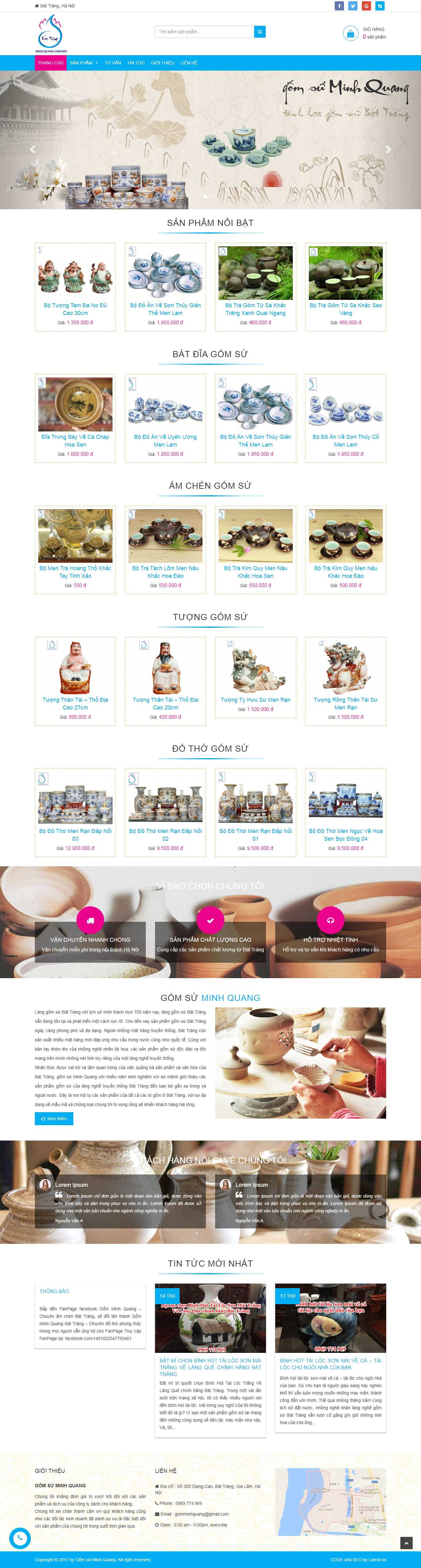 Thiết kế Web bán đồ gốm sứ gomsubattrang.org.vn