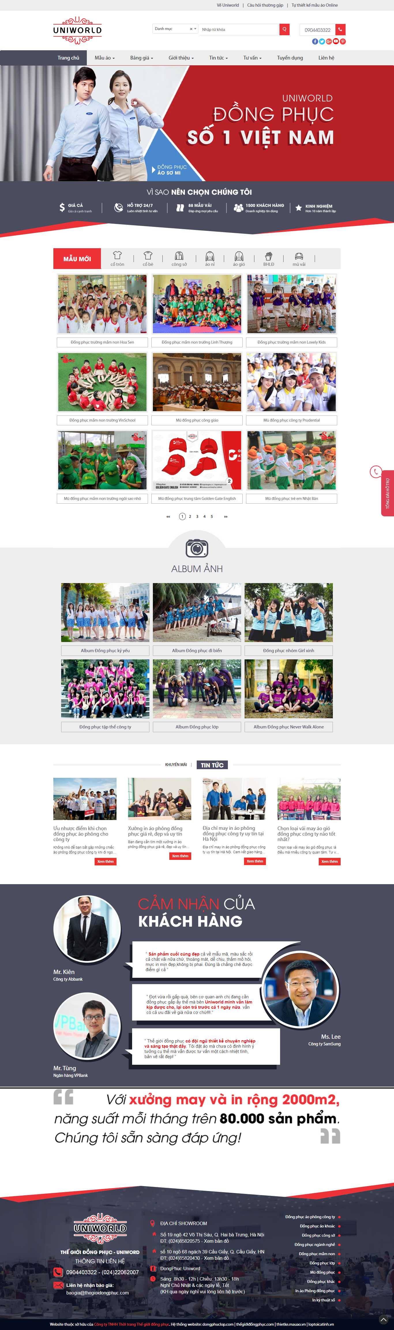 Thiết kế Web xưởng may đồng phục thegioidongphuc.com