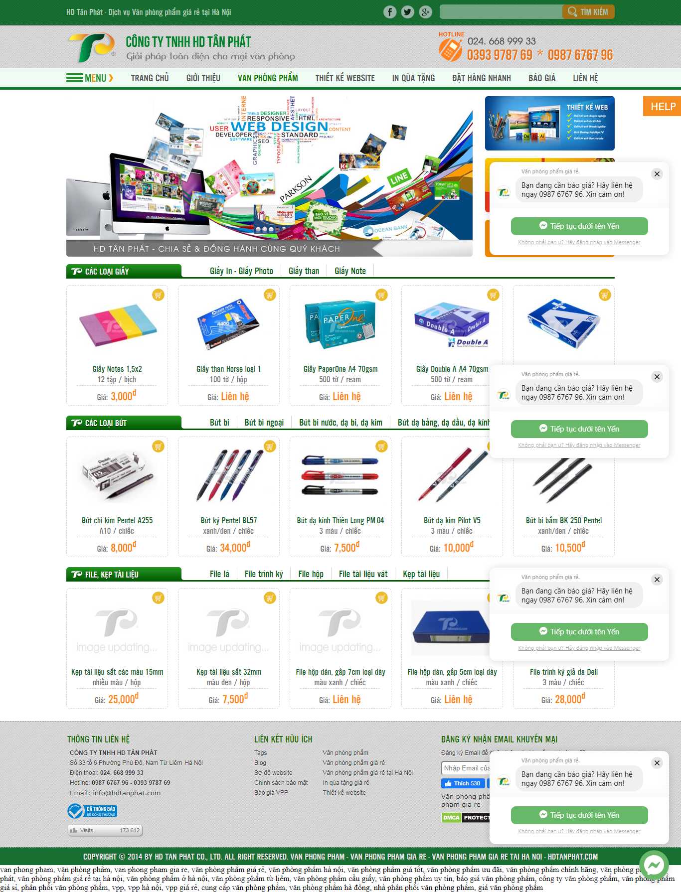 Thiết kế Web văn phòng phẩm đẹp hdtanphat.com