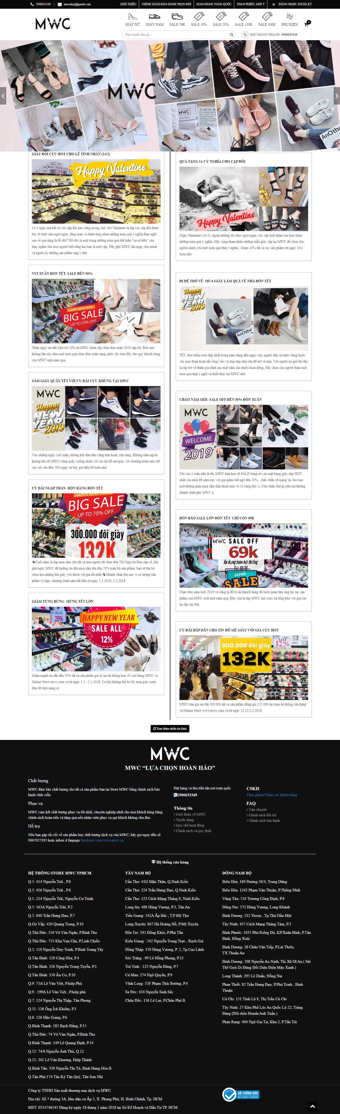 Thiết kế Web bán giày thể thao mwcstore.net