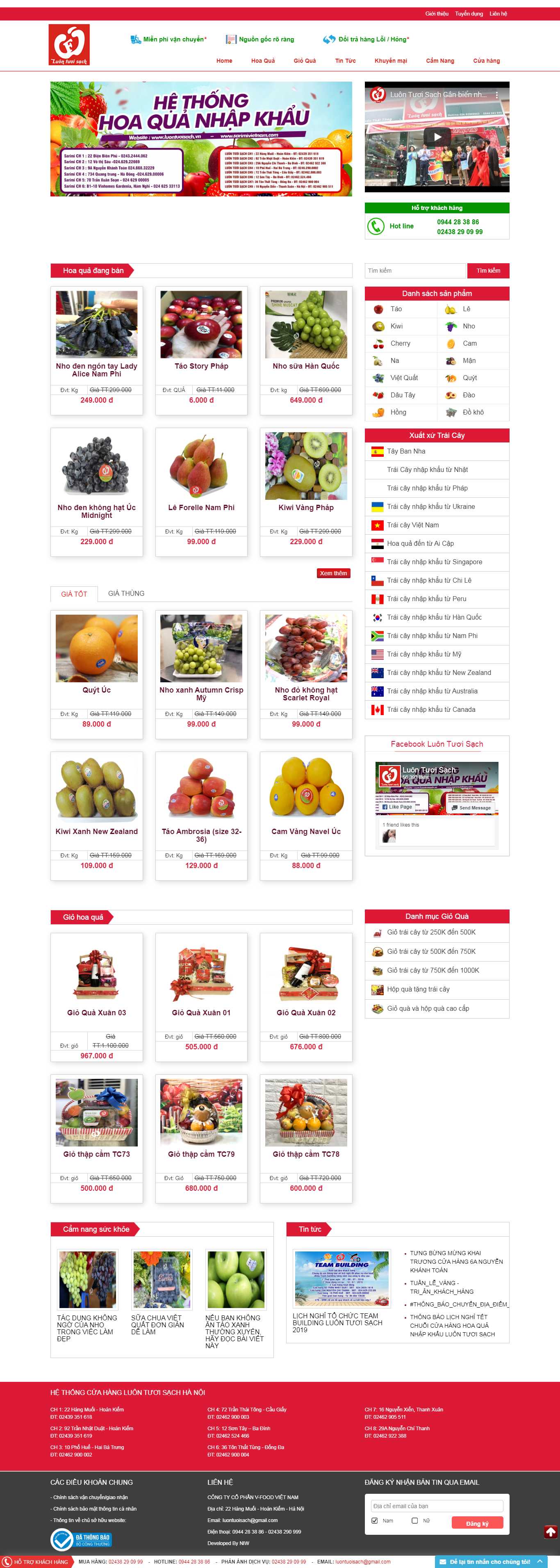 Thiết kế Web bán hoa quả sạch luontuoisach.vn