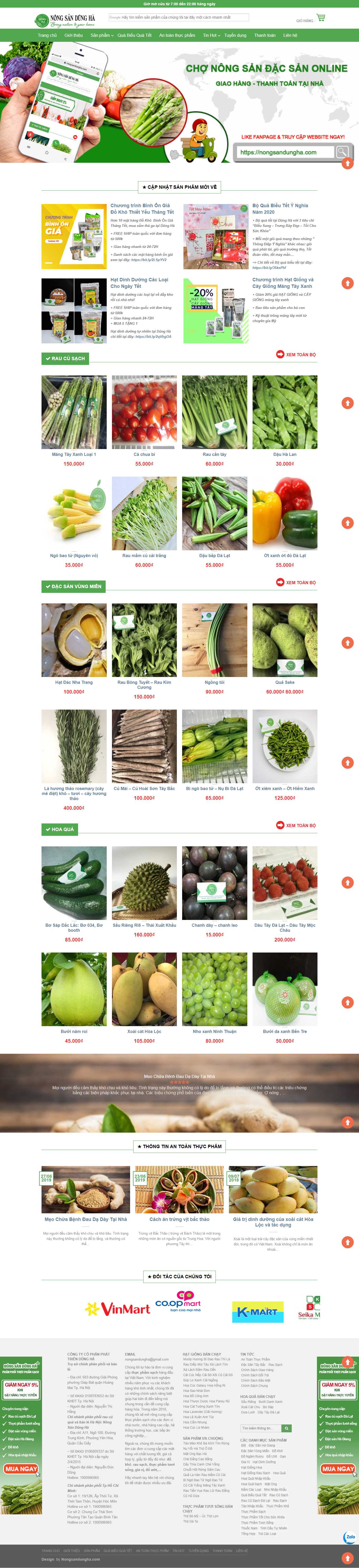 Thiết kế Web bán hoa quả sạch nongsandungha.com