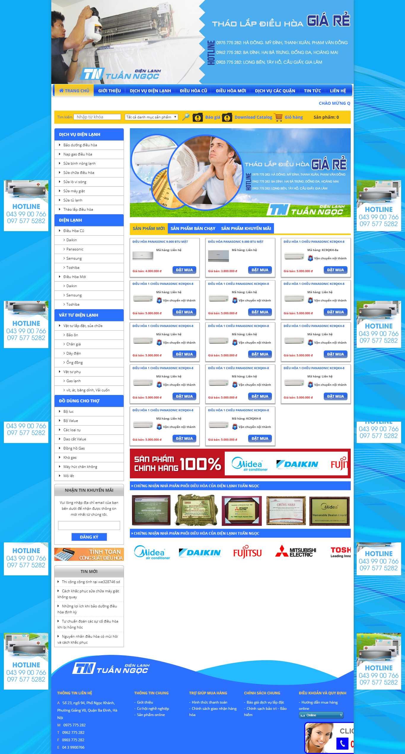 Thiết kế Web lắp đặt điều hòa dienlanhtuanngoc.vn