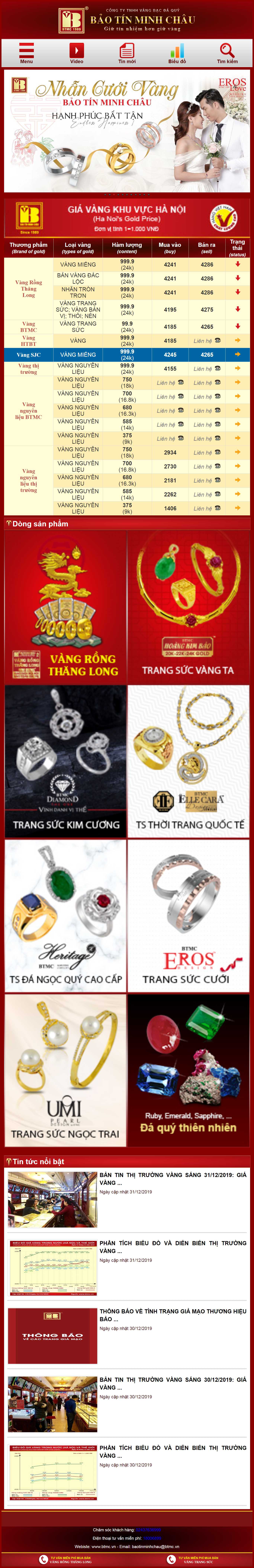 Thiết kế Web vàng bạc m.btmc.vn