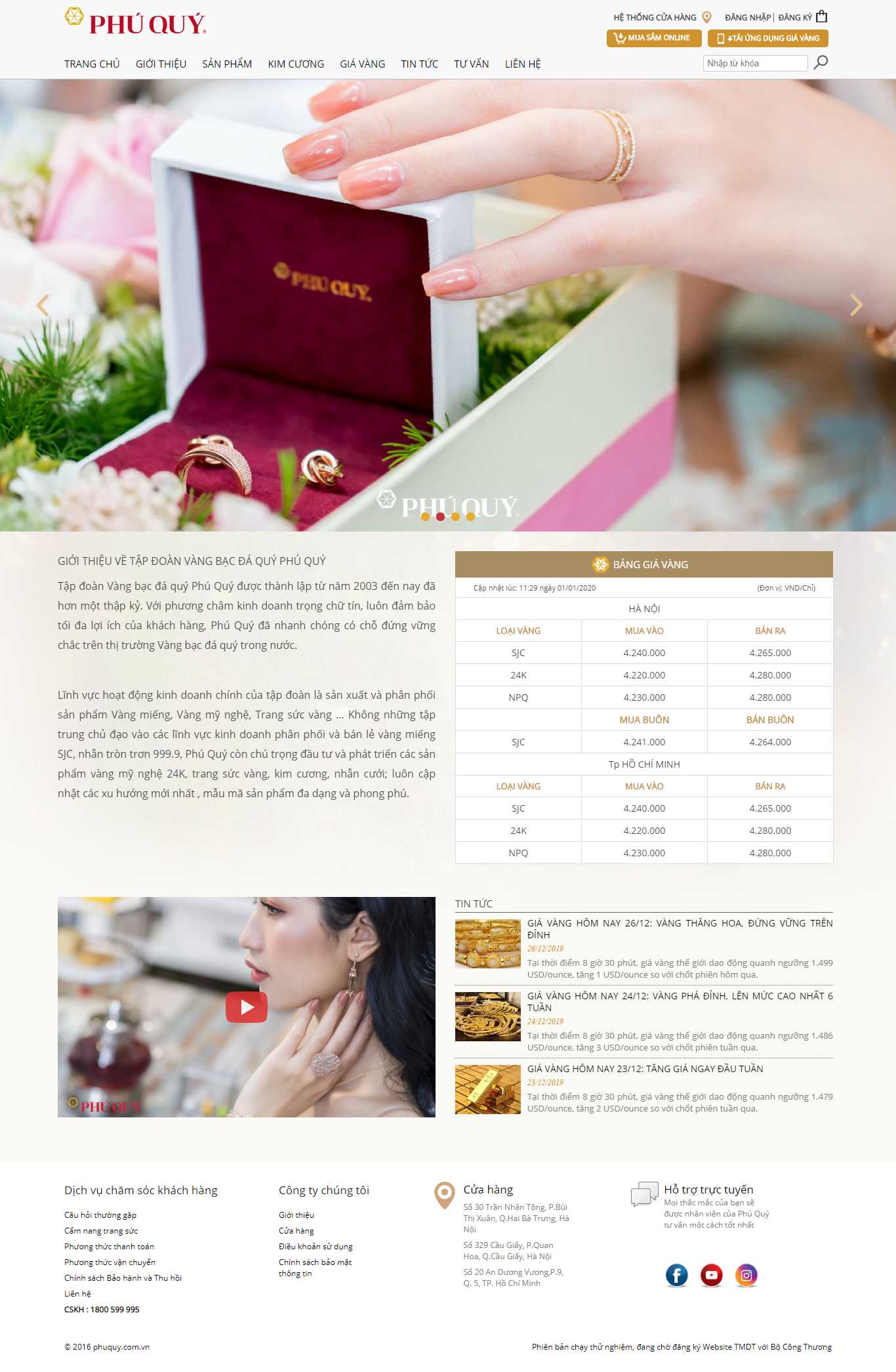 Thiết kế Web vàng bạc phuquy.com.vn