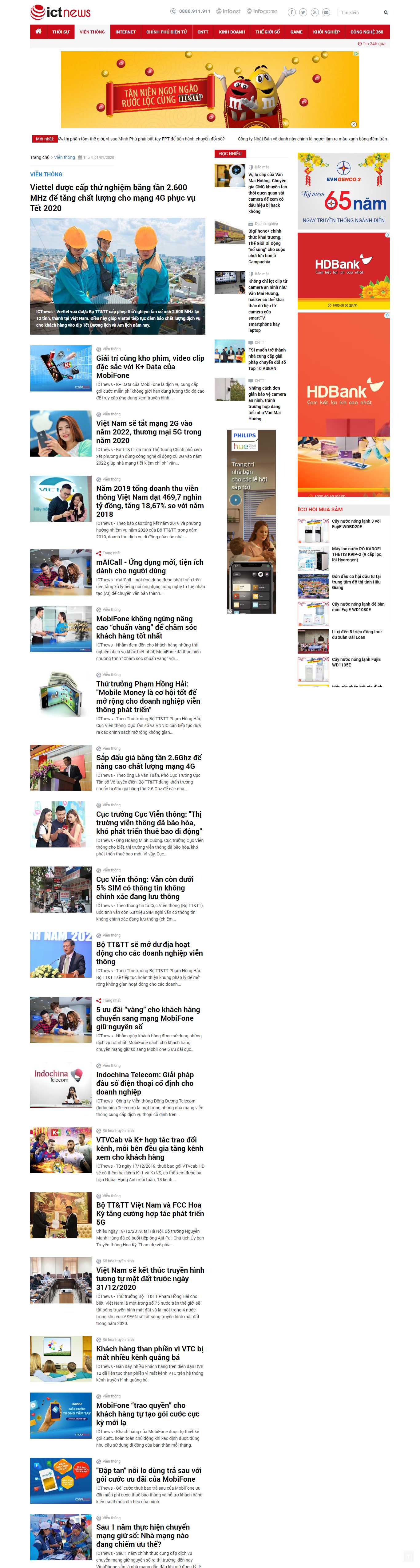 Thiết kế Web viễn thông ictnews.vn