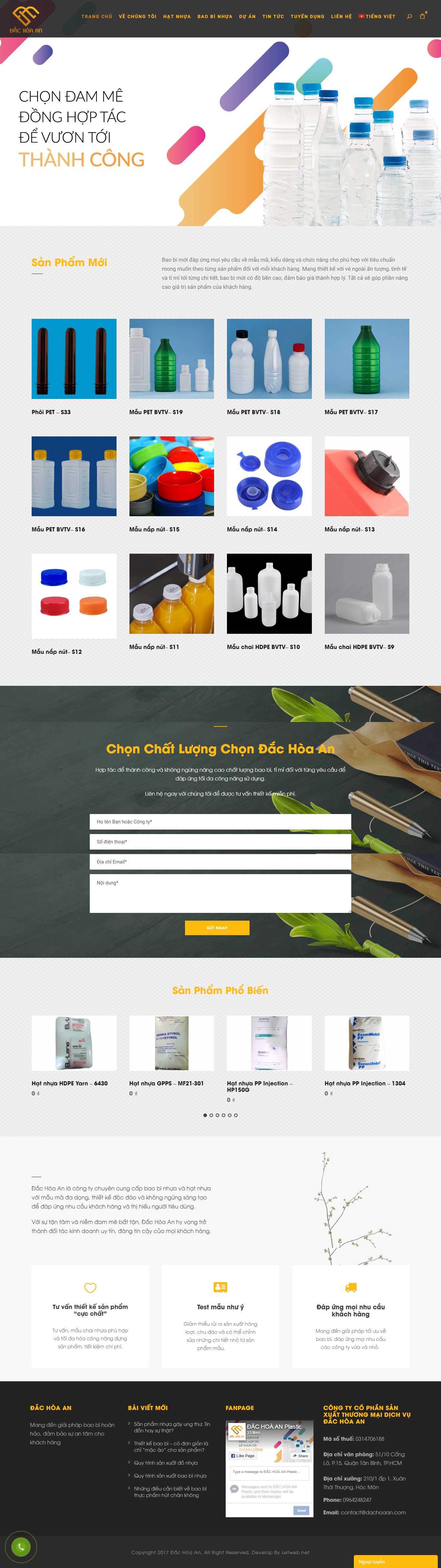 Thiết kế Web sản xuất nhựa dachoaan.com