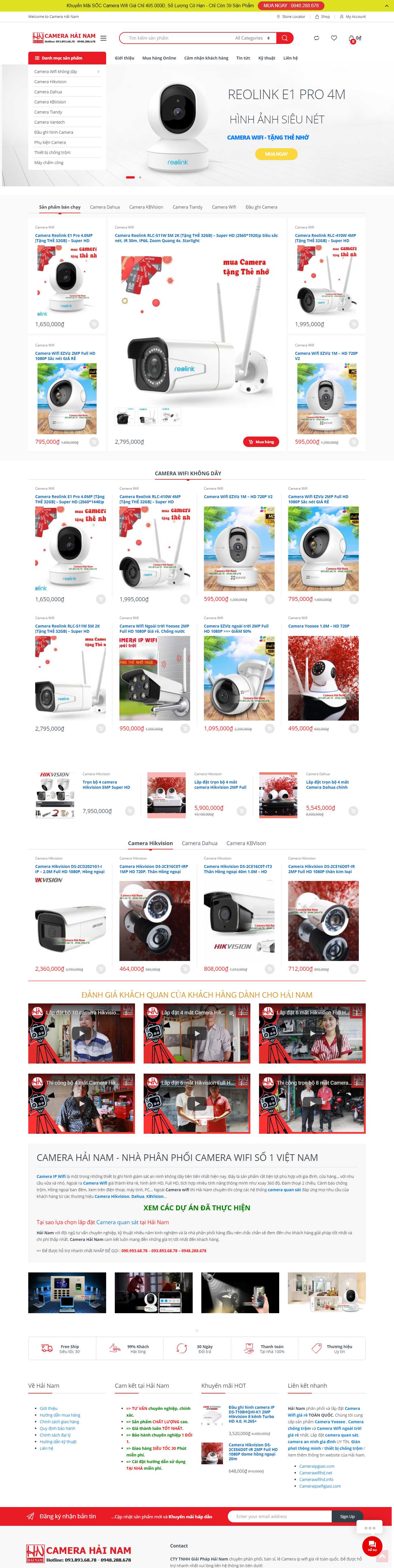 Thiết kế Web lắp đặt camera camerahainam.net