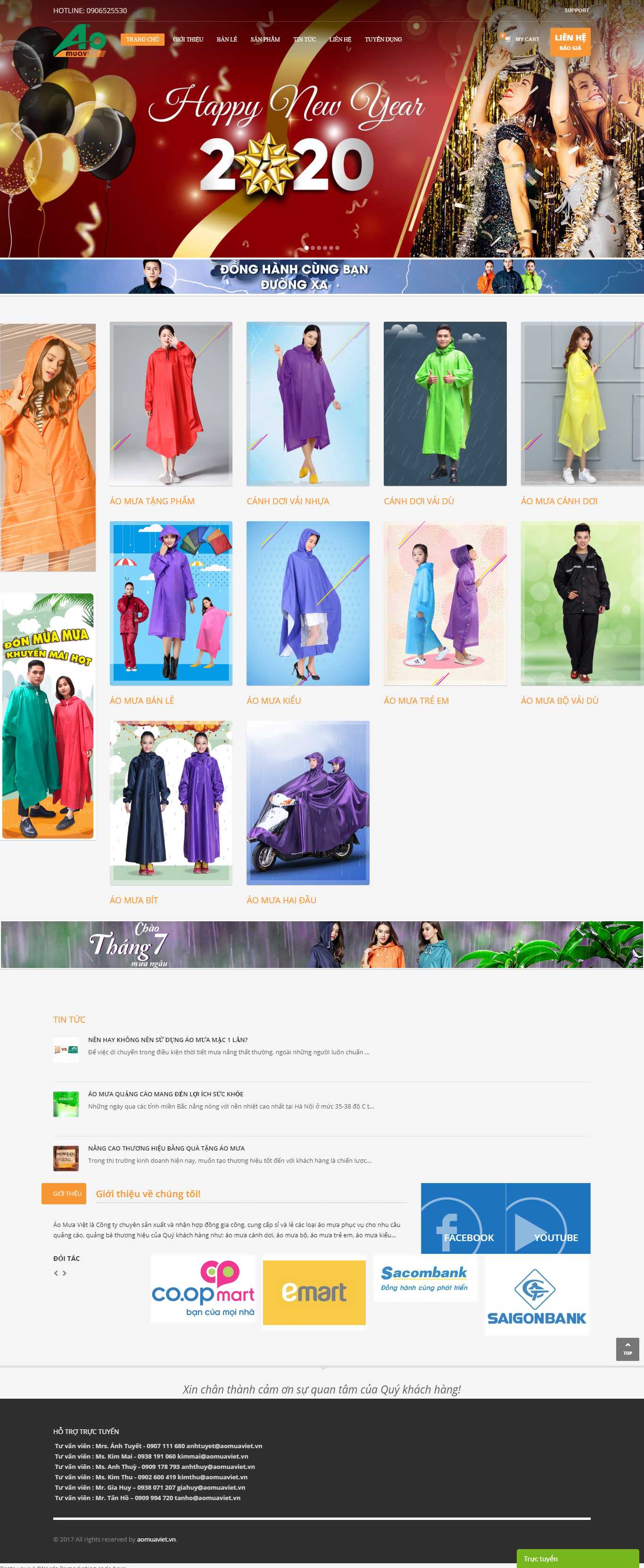 Thiết kế Web bán áo mưa aomuaviet.vn
