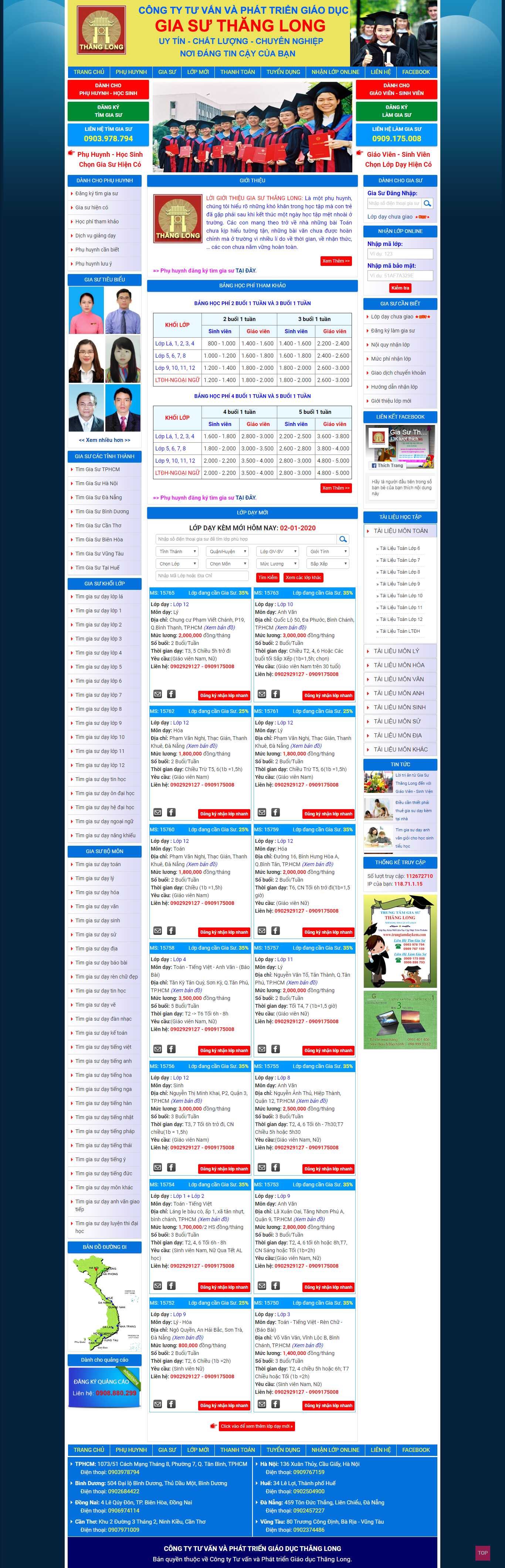 Thiết kế Web gia sư trungtamdaykem.com