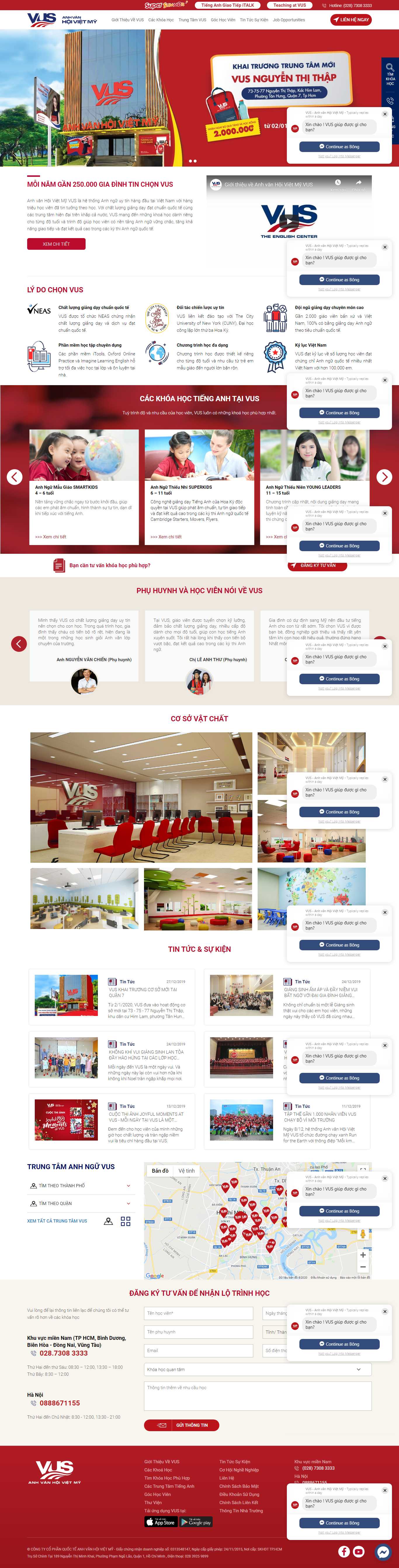 Thiết kế Web trung tâm tiếng anh vus.edu.vn