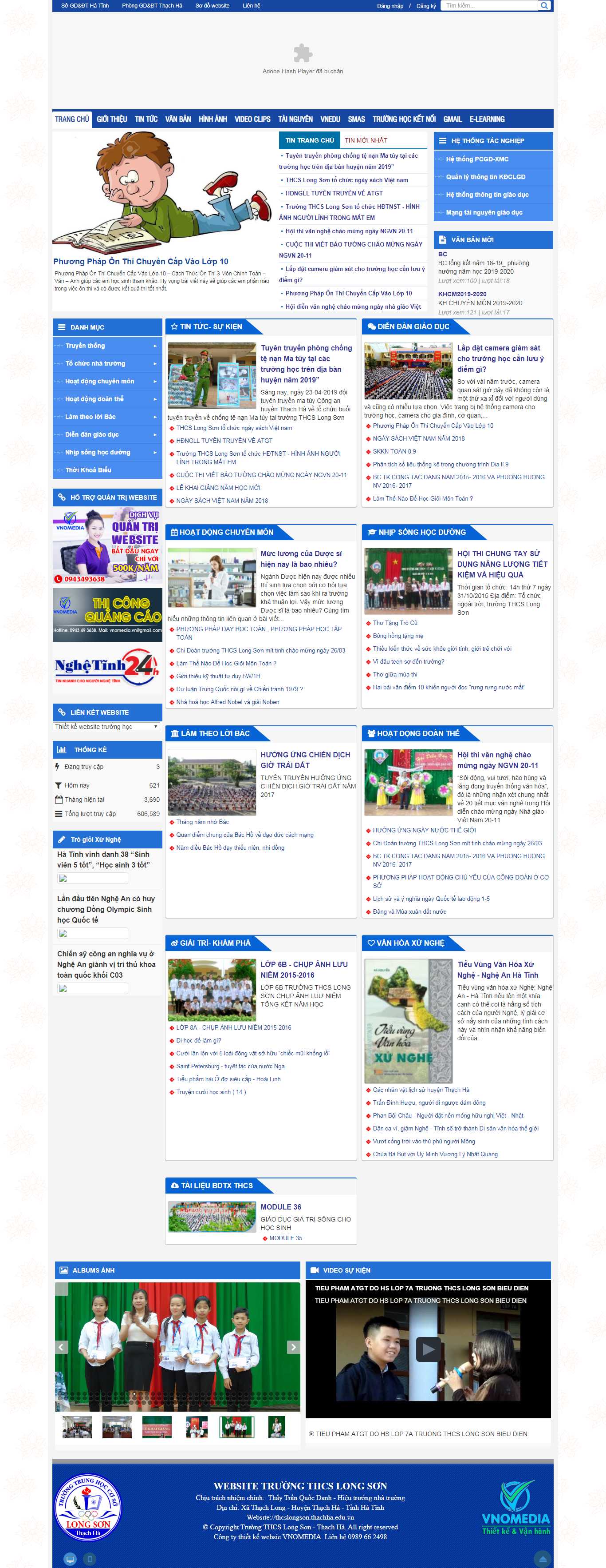 Thiết kế Web trường học thcslongson.thachha.edu.vn