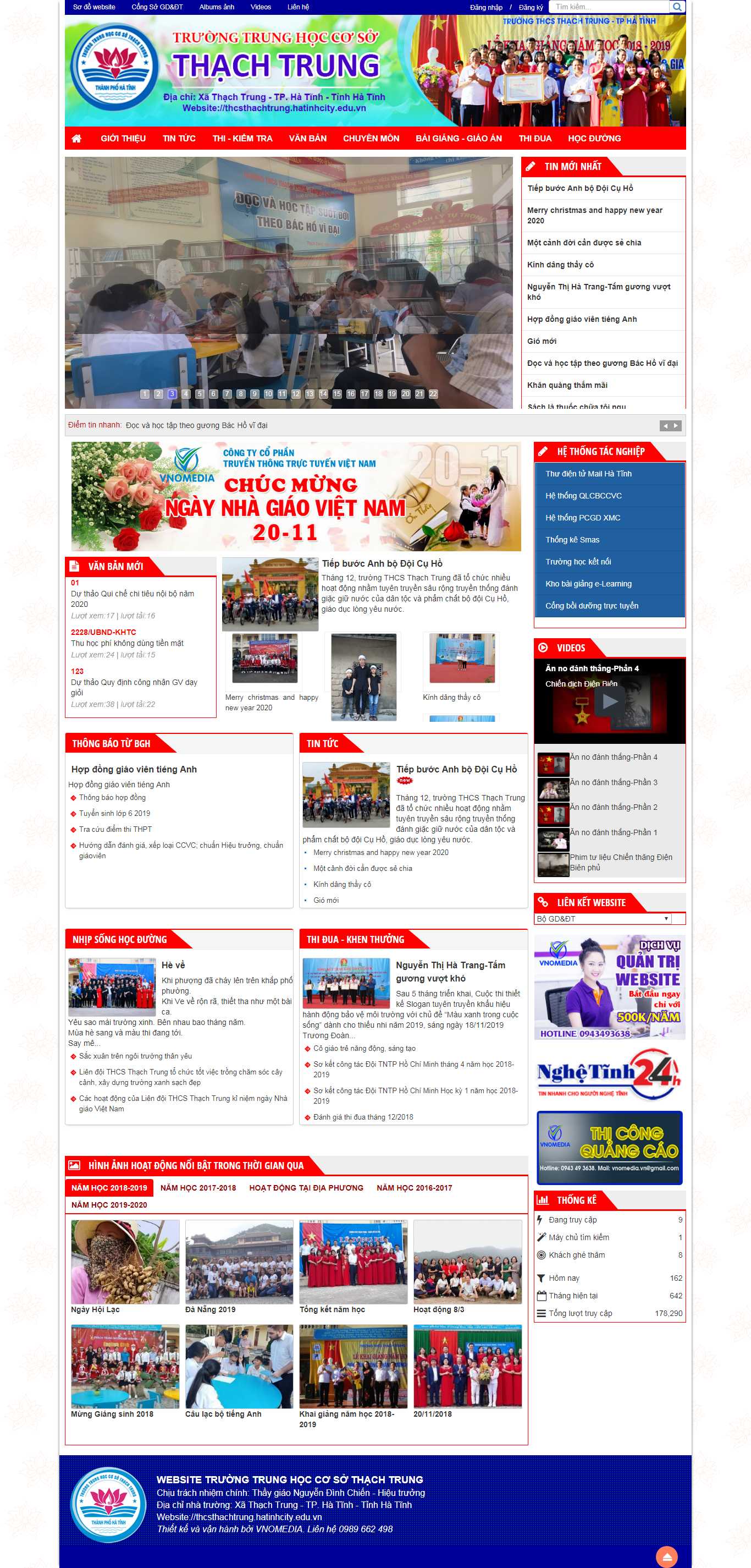 Thiết kế Web trường học thcsthachtrung.hatinhcity.edu.vn