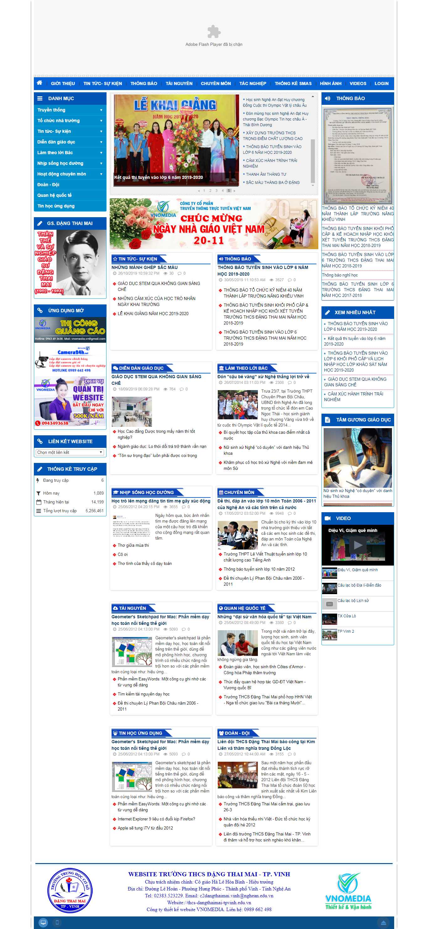 Thiết kế Web trường học thcs-dangthaimai-tpvinh.edu.vn