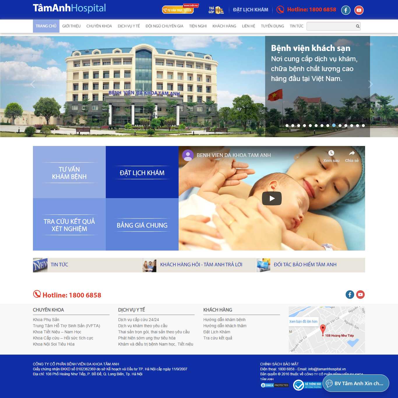 Thiết kế Web bệnh viện tamanhhospital.vn