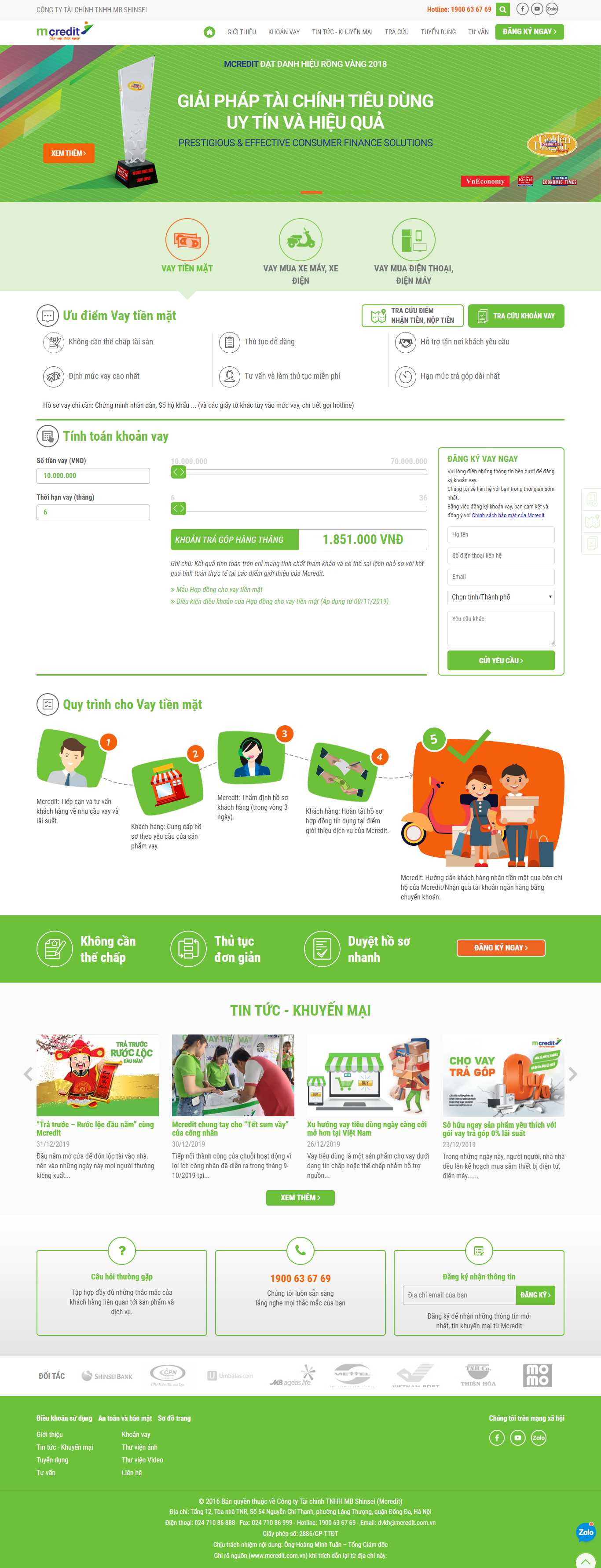 Thiết kế Web tài chính mcredit.com.vn