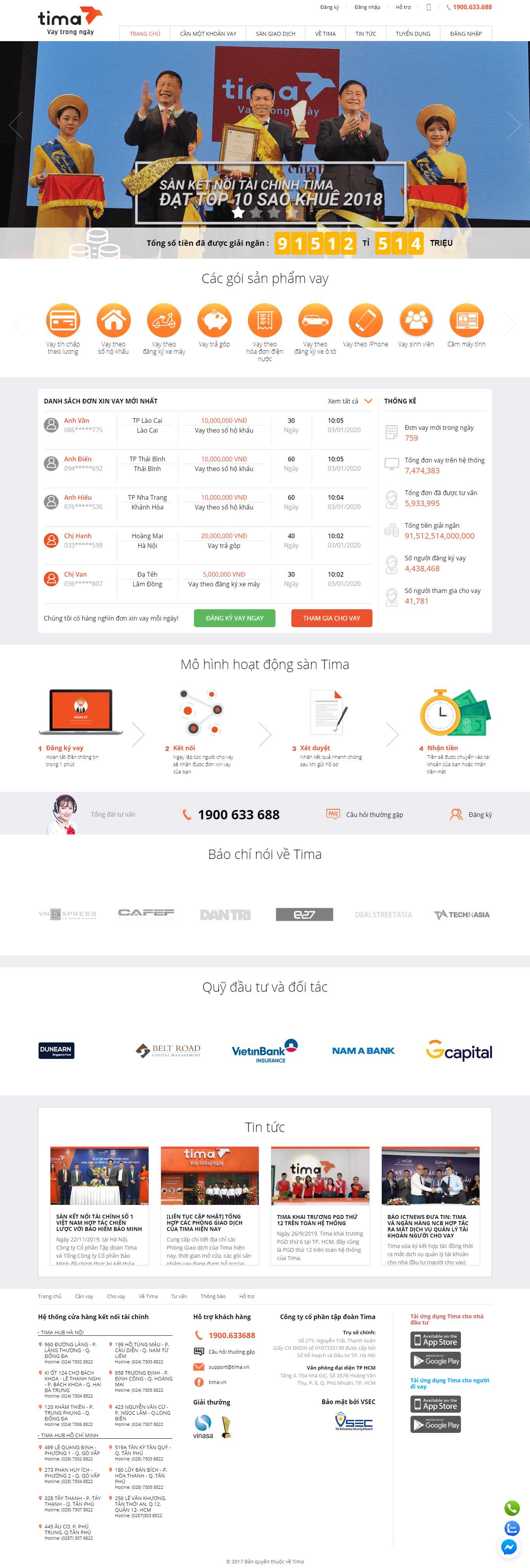 Thiết kế Web tài chính tima.vn