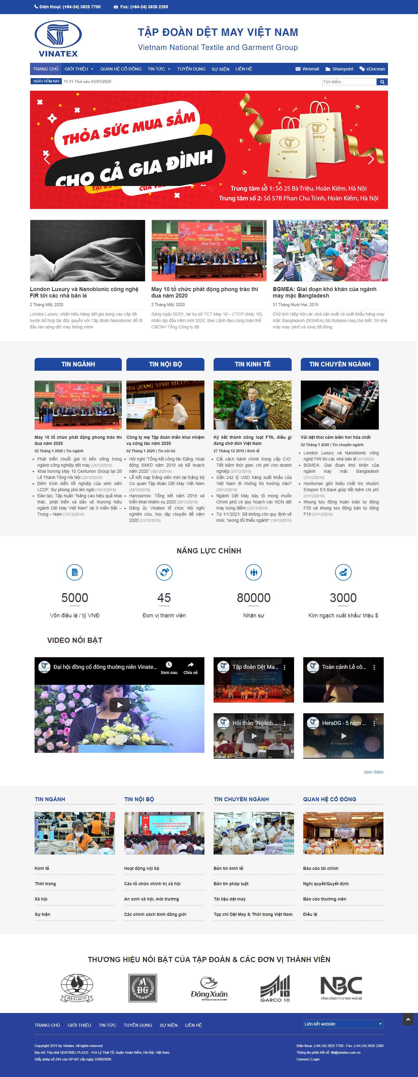 Thiết kế Web dệt may vinatex.com.vn