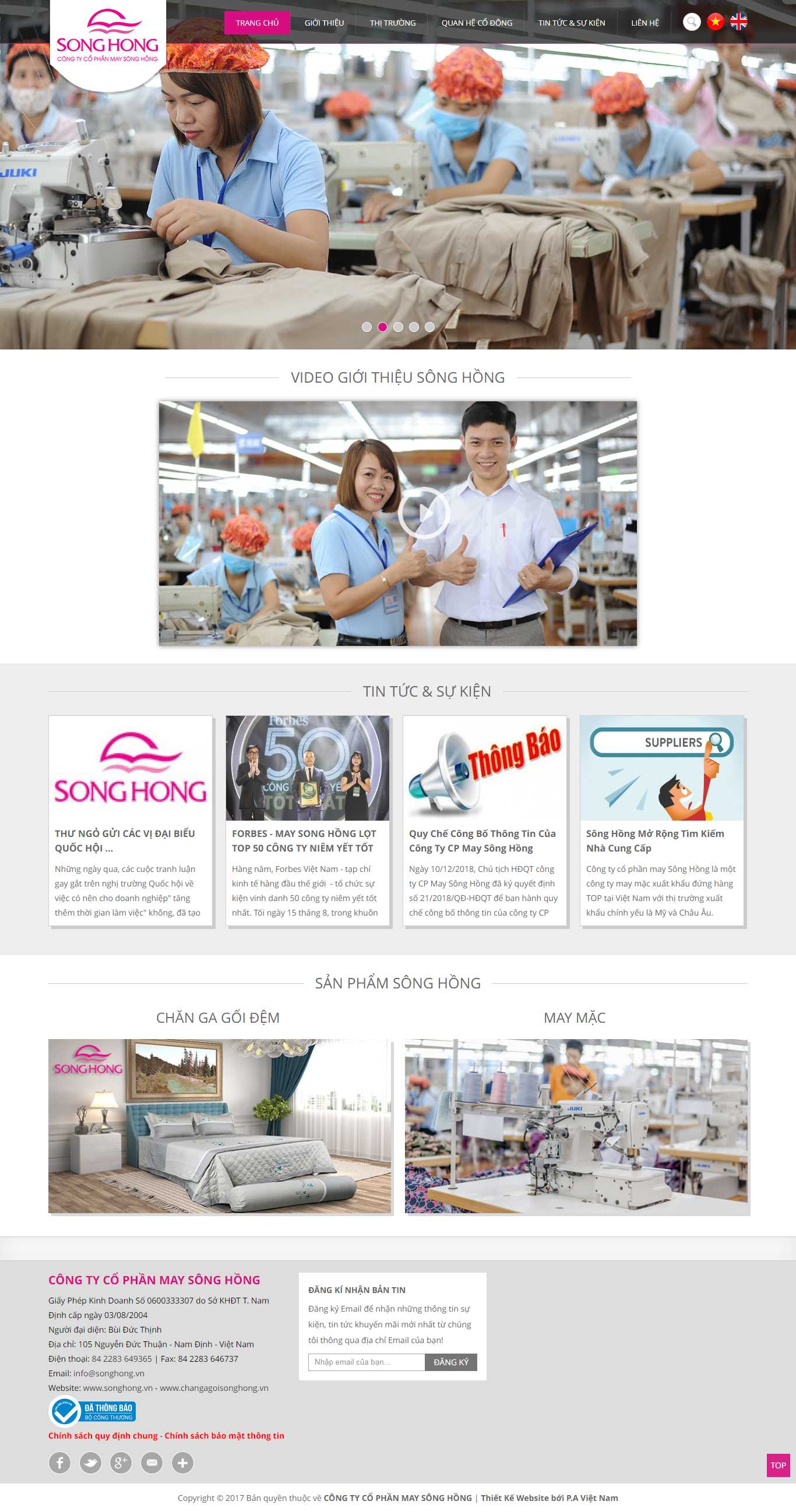 Thiết kế Web dệt may songhong.vn