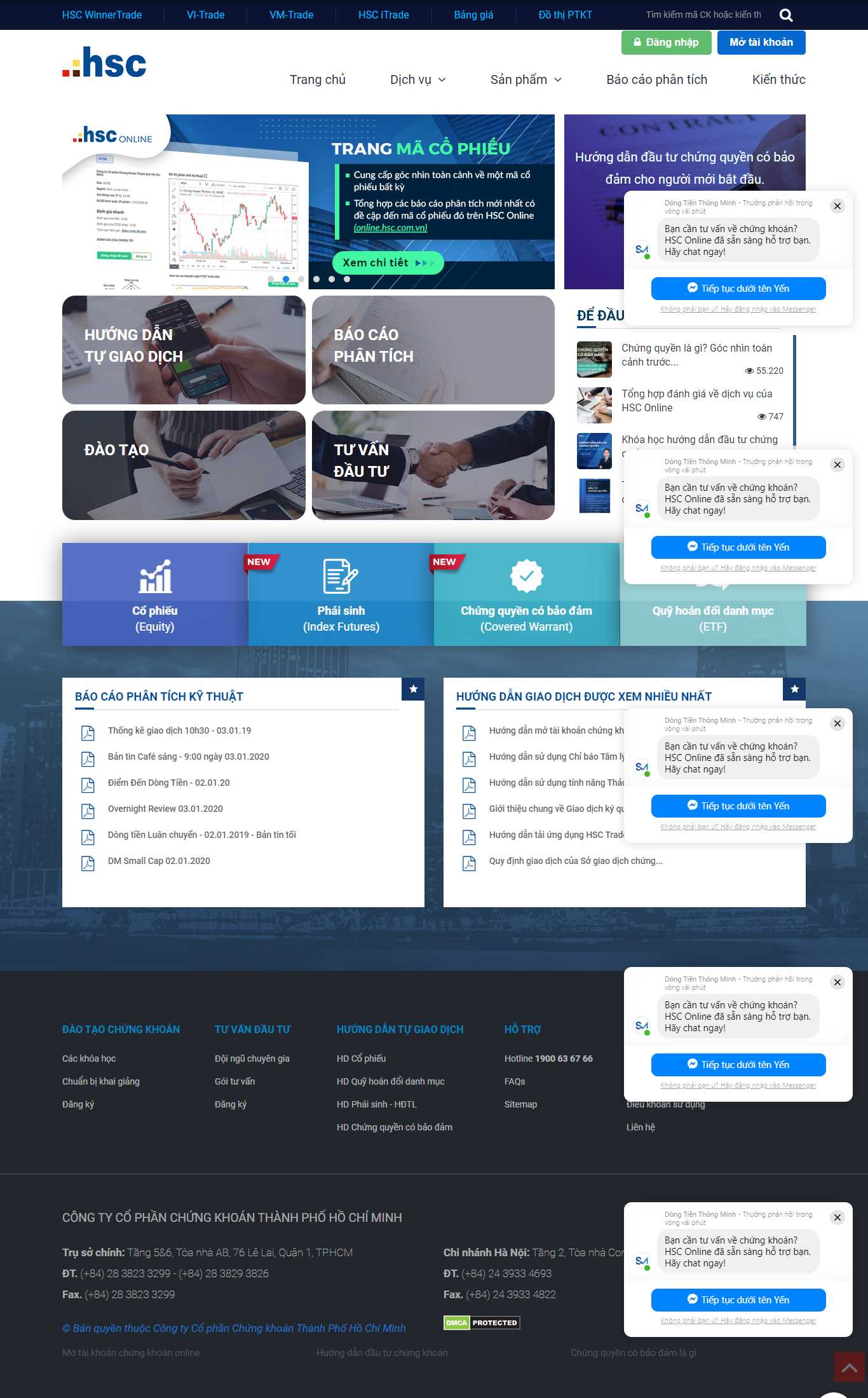 Thiết kế Web chứng khoán online.hsc.com.vn