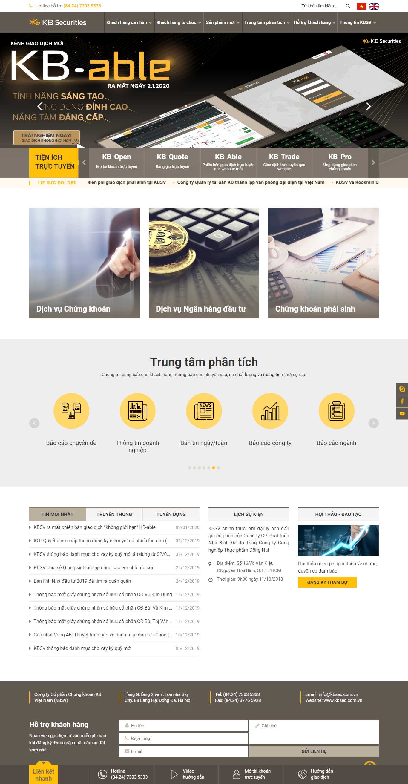 Thiết kế Web chứng khoán kbsec.com.vn