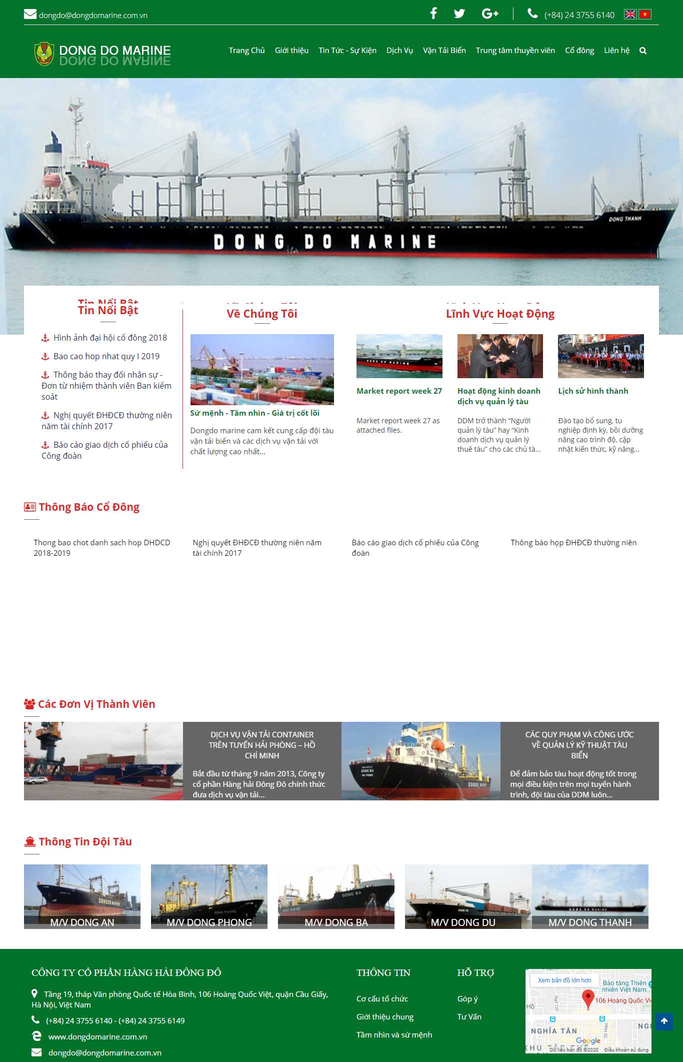 Thiết kế Web hàng hải dongdomarine.com.vn