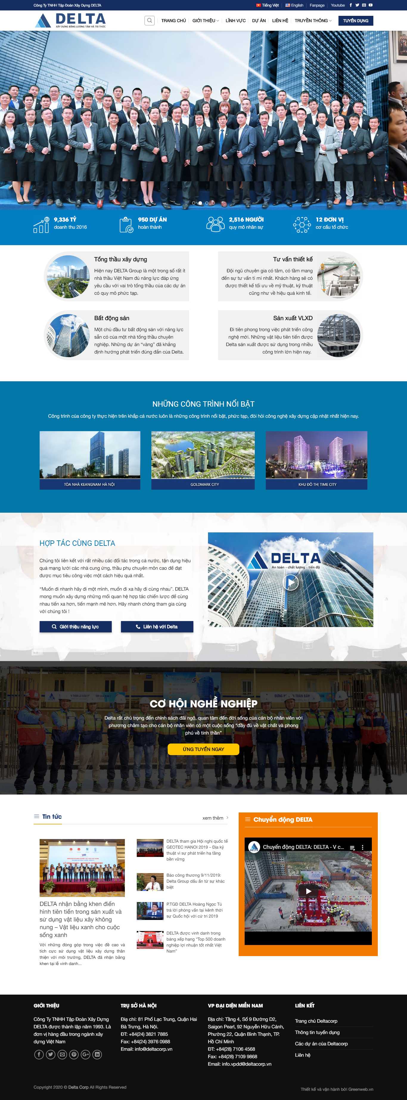 Thiết kế Web xây dựng deltacorp.vn